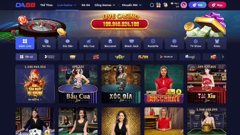 Tổng hợp các trò chơi casino DA88 hấp dẫn hàng đầu hiện nay