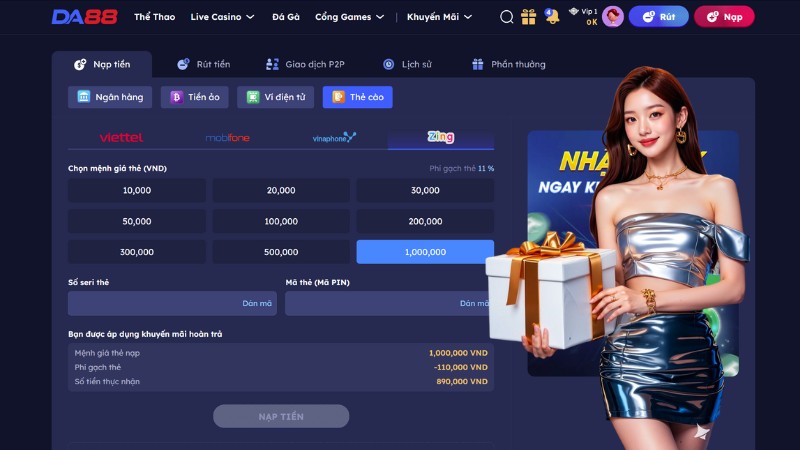 Nhà cái DA88 hỗ trợ giao dịch nhanh chóng và đa dạng phương thức