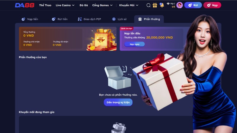 Tham gia DA88 dễ dàng nhận thưởng khuyến mãi cực khủng
