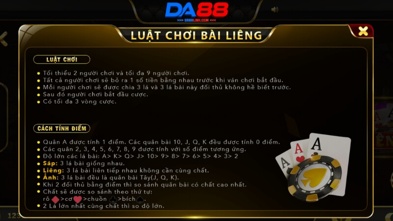 Giới thiệu luật chơi bài Liêng DA88 chi tiết cho người mới bắt đầu